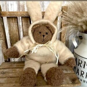 Stuffed Plush Teddy Bear Wearing Easter Bunny Suit 16” Rabbit